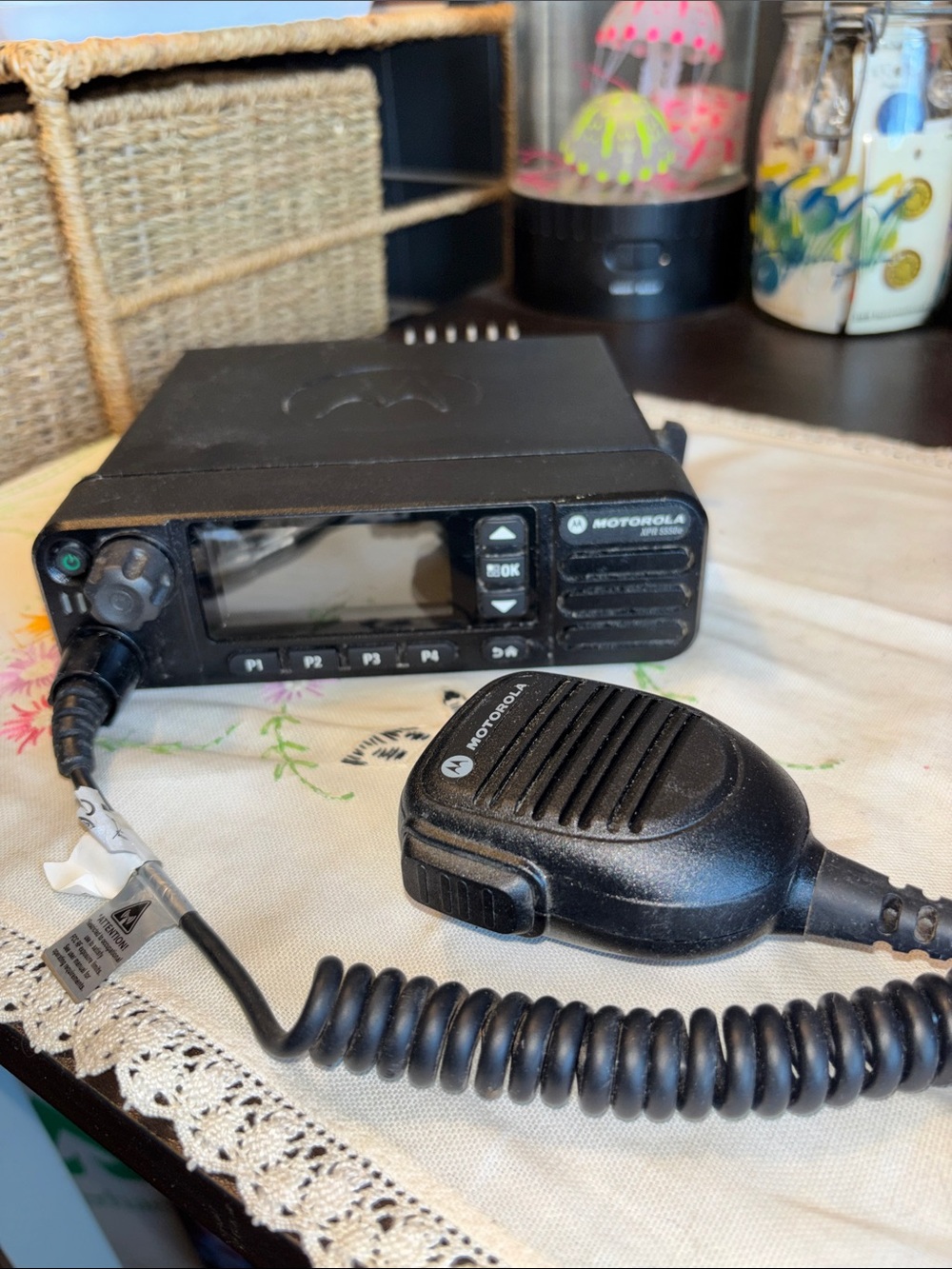 Motorola Motorola XPR 5550e or similar digital mobile two-way radio with microph